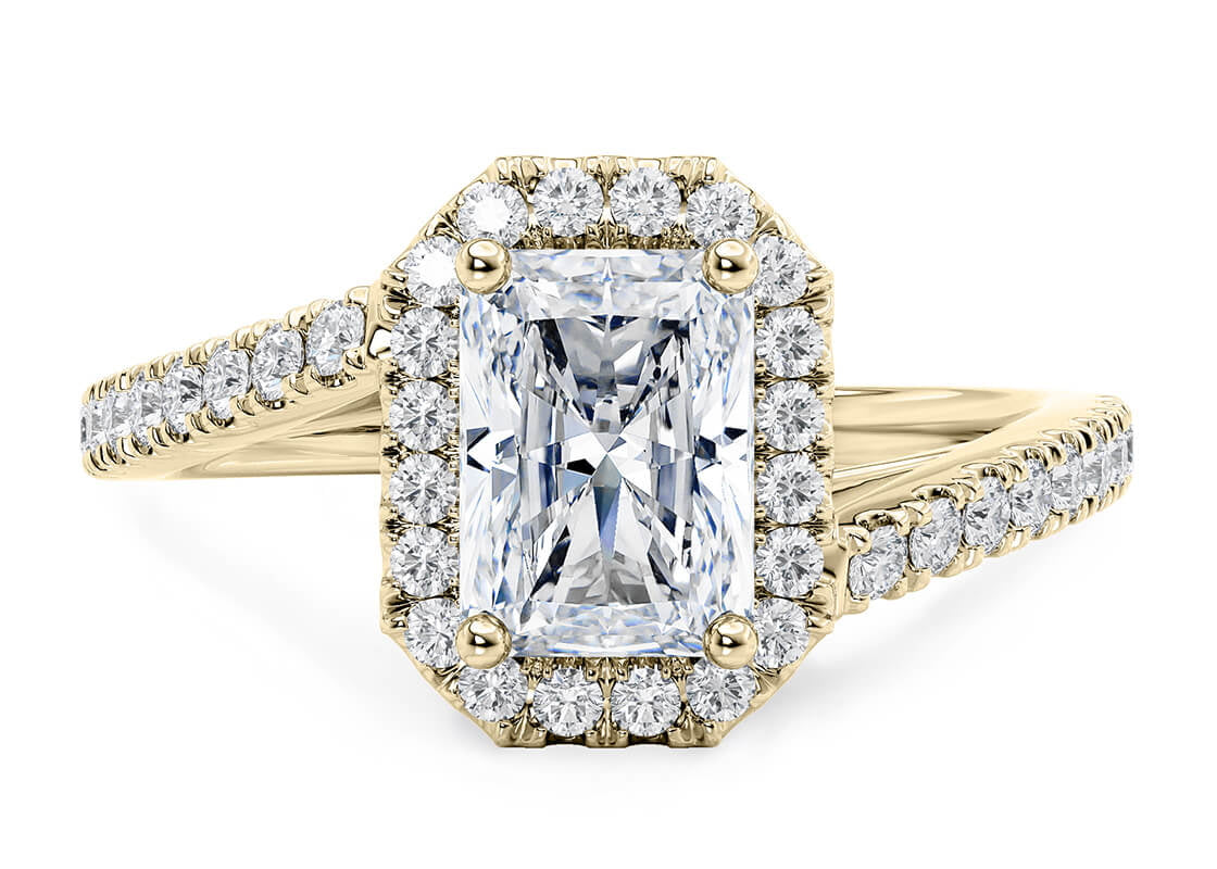 Kew Halo Yellow Gold 18k Radiant Engagement Ring