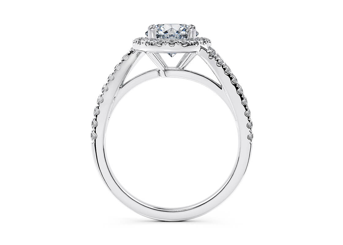 Kew Halo Platinum Round Engagement Ring