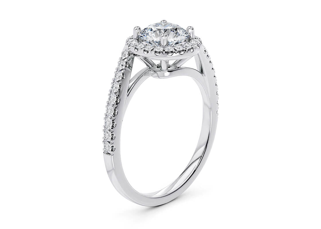 Kew Halo Platinum Round Engagement Ring