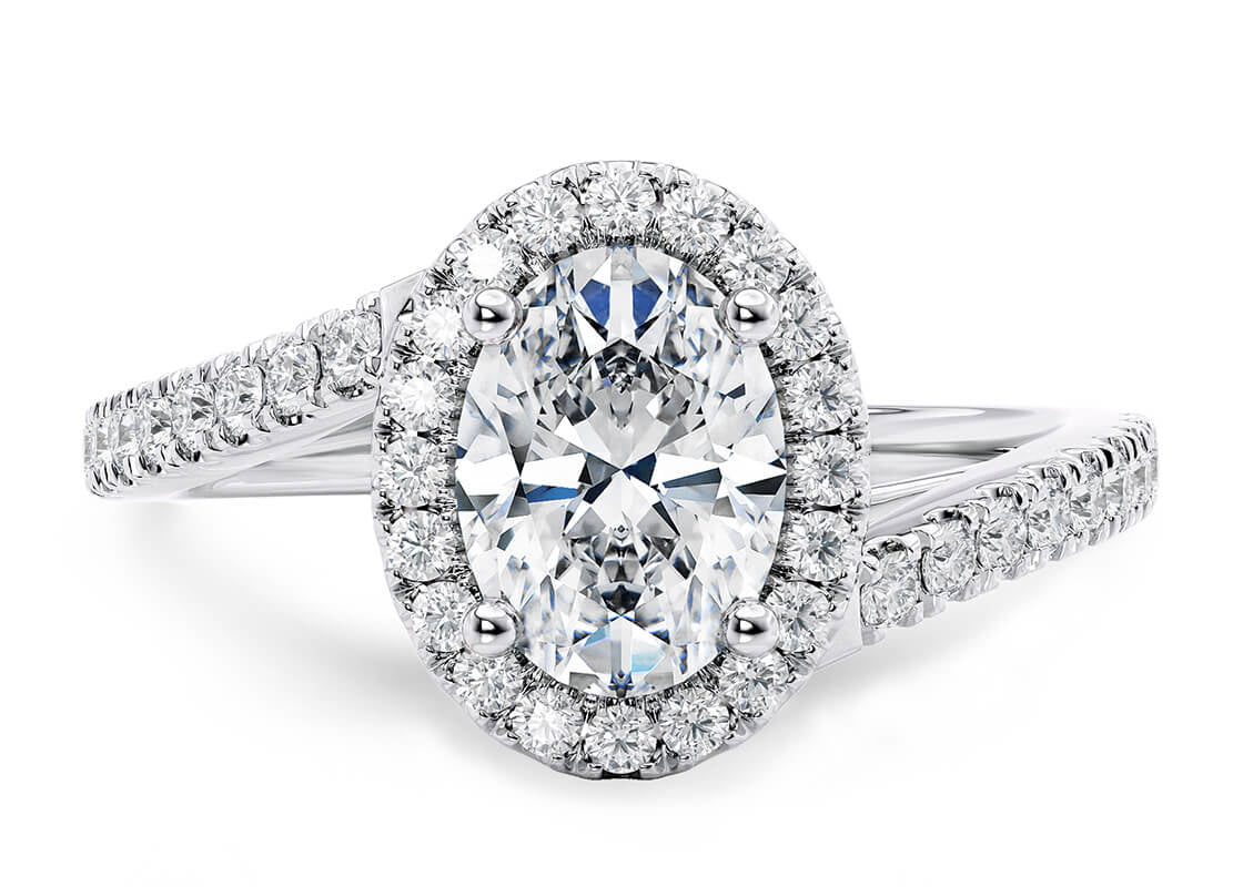 Kew Halo Platinum Oval Engagement Ring