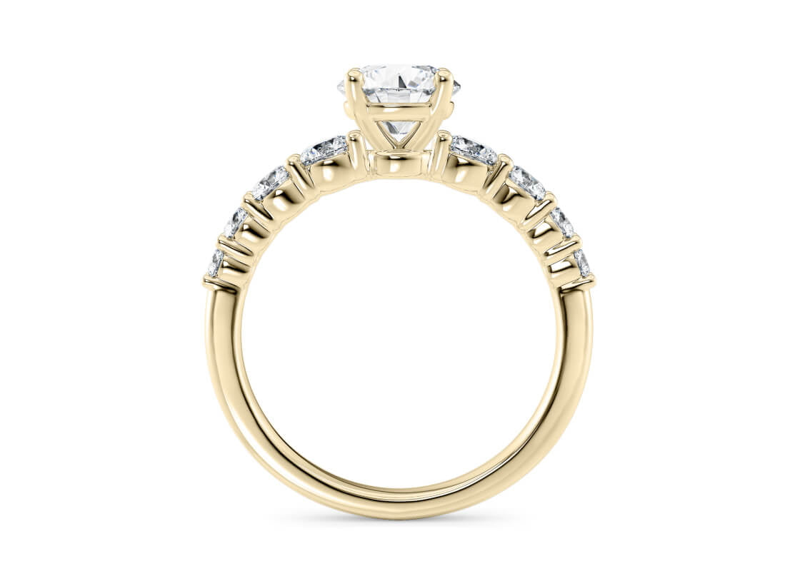 Lyra Diamond Band Yellow Gold 18k Round Engagement Ring