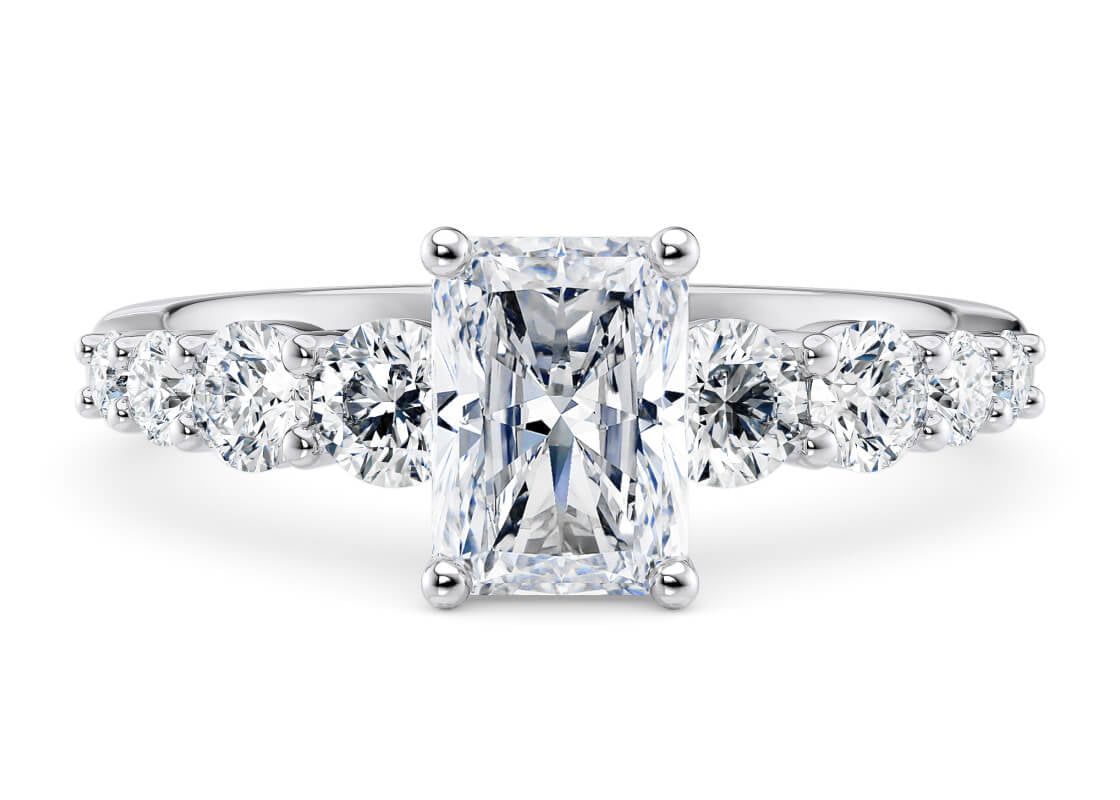 Lyra Diamond Band Platinum Radiant Engagement Ring