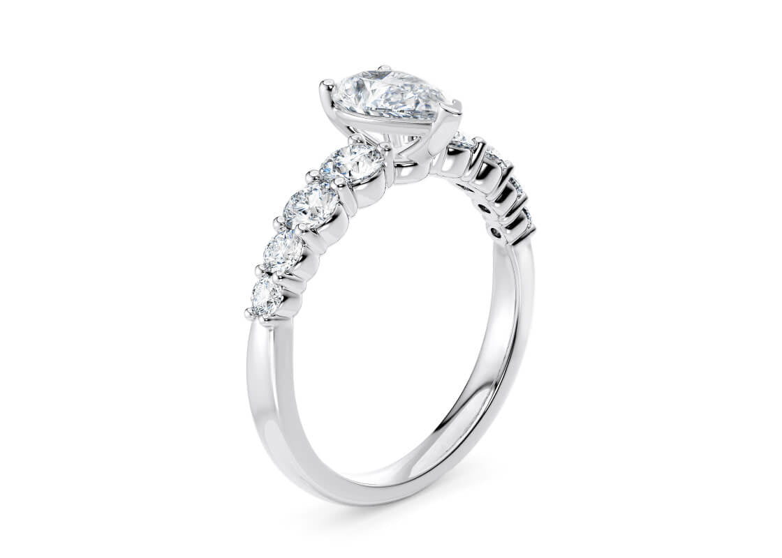 Lyra Diamond Band Platinum Pear Engagement Ring