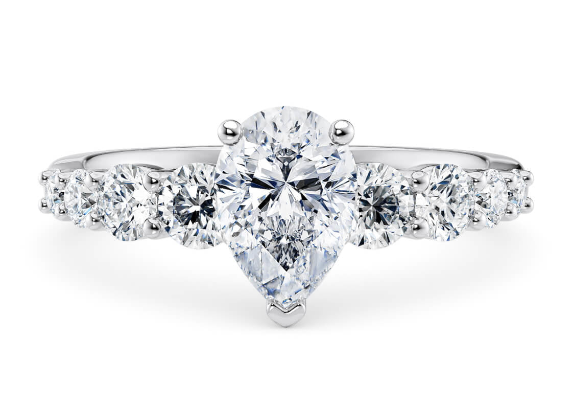 Lyra Diamond Band Platinum Pear Engagement Ring
