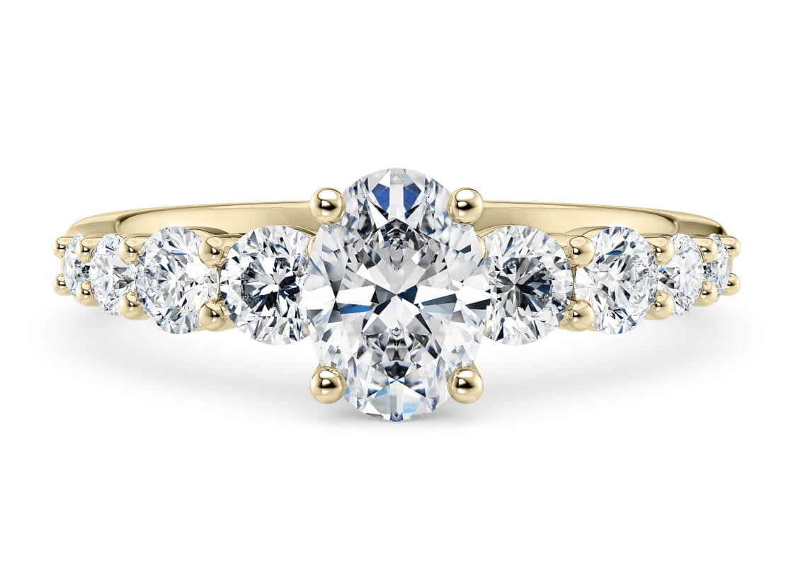Lyra Diamond Band Yellow Gold 18k Oval Engagement Ring