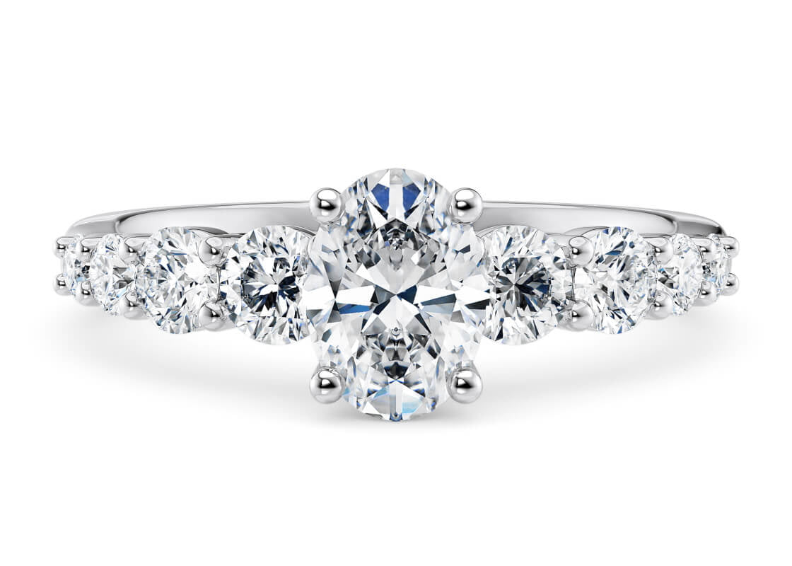 Lyra Diamond Band Platinum Oval Engagement Ring