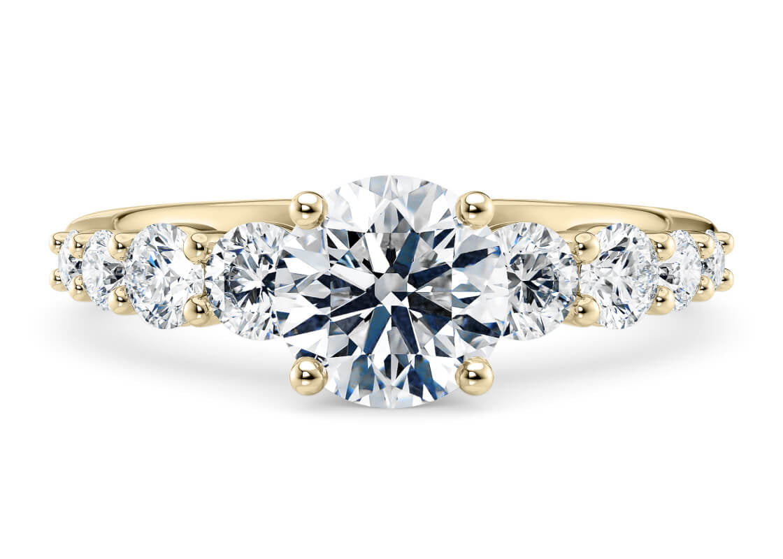 Lyra Diamond Band Yellow Gold 18k Round Engagement Ring