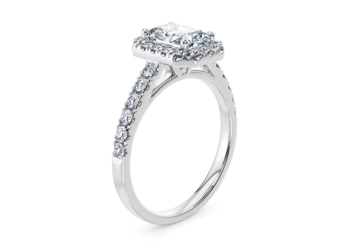 Medici Halo Platinum Radiant Engagement Ring