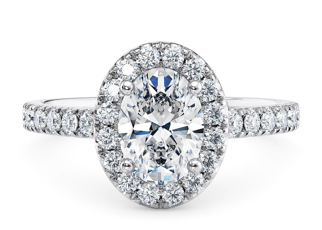 Medici Halo Platinum Oval Engagement Ring