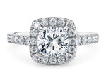 Medici Halo Platinum Cushion Engagement Ring