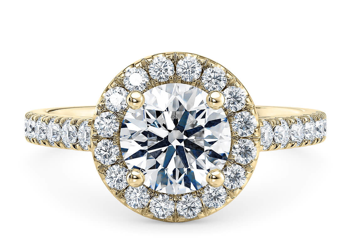 Medici Halo Yellow Gold 18k Round Engagement Ring