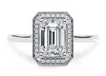 Minerva Halo Platinum Emerald Engagement Ring