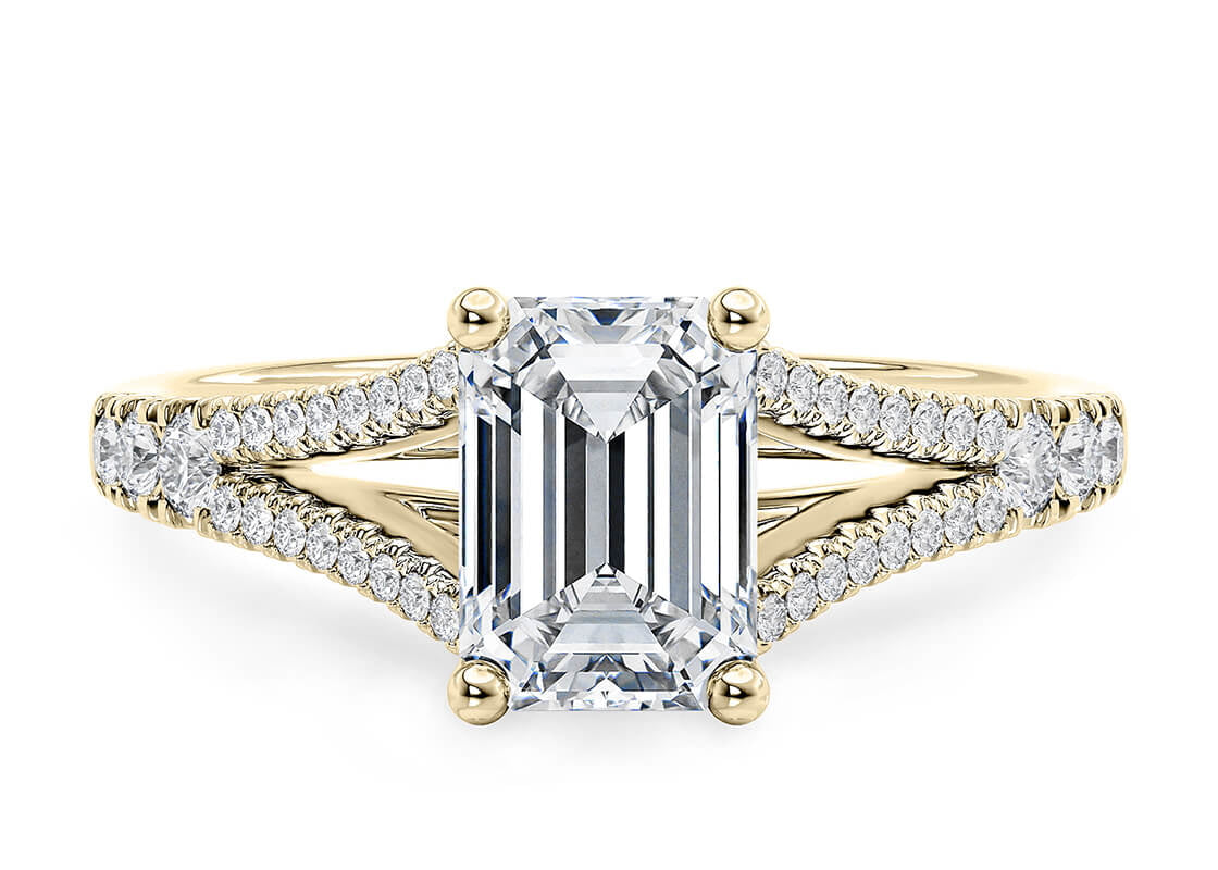 Oxford Diamond Band Yellow Gold 18k Emerald Engagement Ring