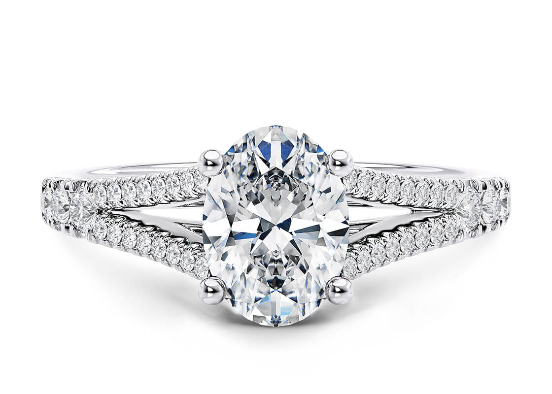Oxford Diamond Band Platinum Oval Engagement Ring