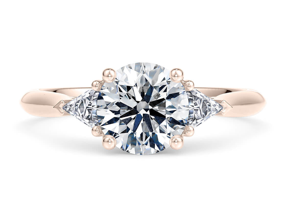 Paris Trilogy Rose Gold 18k Round Engagement Ring