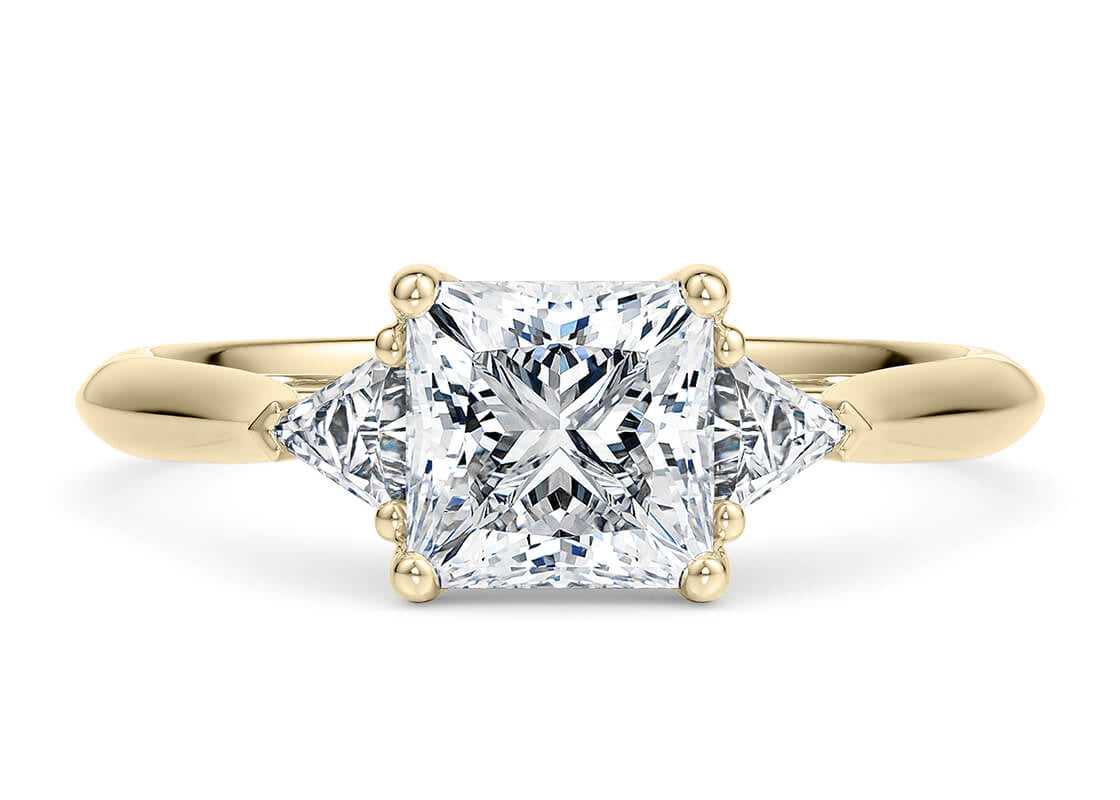 Paris Trilogy Yellow Gold 18k Princess Engagement Ring