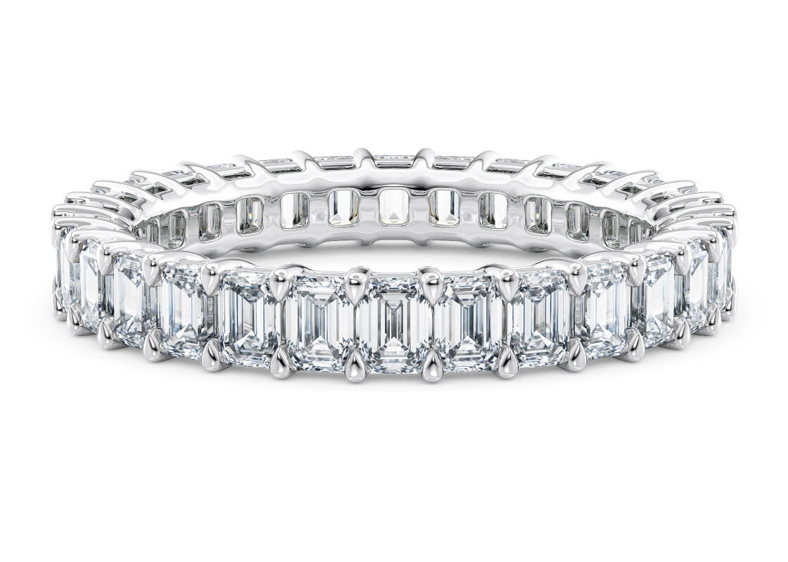 Regent Emerald Full Set White Gold 18k Lab Grown Eternity Ring
