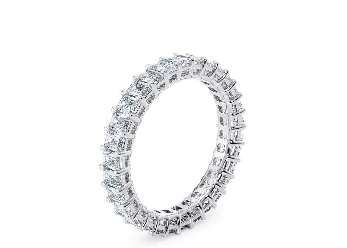 Regent Emerald Full Set White Gold 18k Lab Grown Eternity Ring