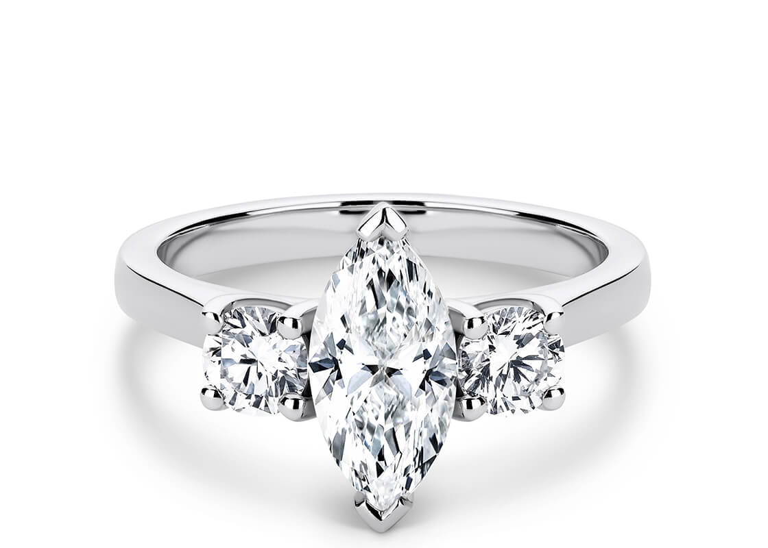 Roma Trilogy Platinum Marquise Engagement Ring
