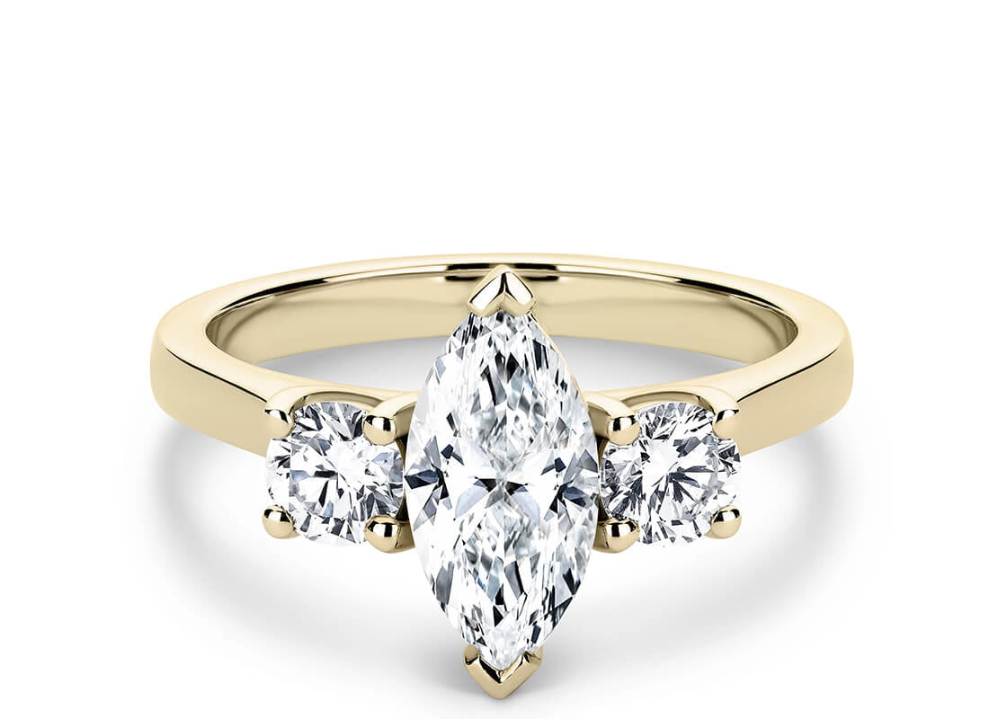 Roma Trilogy Yellow Gold 18k Marquise Engagement Ring