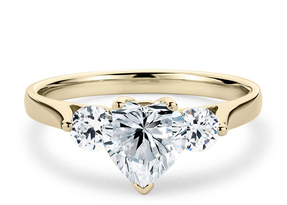 Roma Trilogy Yellow Gold 18k Heart Engagement Ring