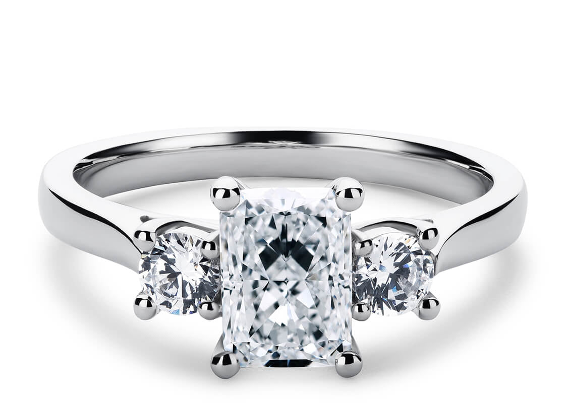 Roma Trilogy Platinum Radiant Engagement Ring