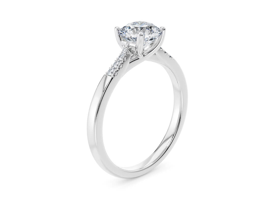 Thea Diamond Band Platinum Round Engagement Ring