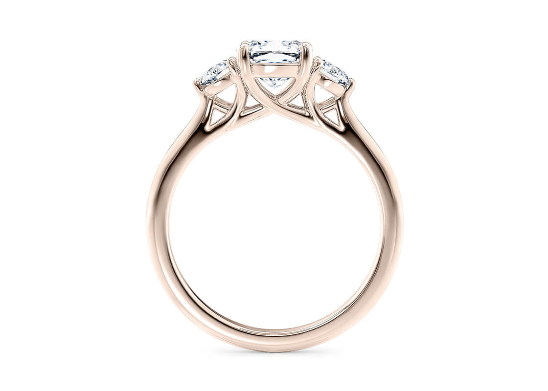 Valencia Trilogy Rose Gold 18k Cushion Engagement Ring