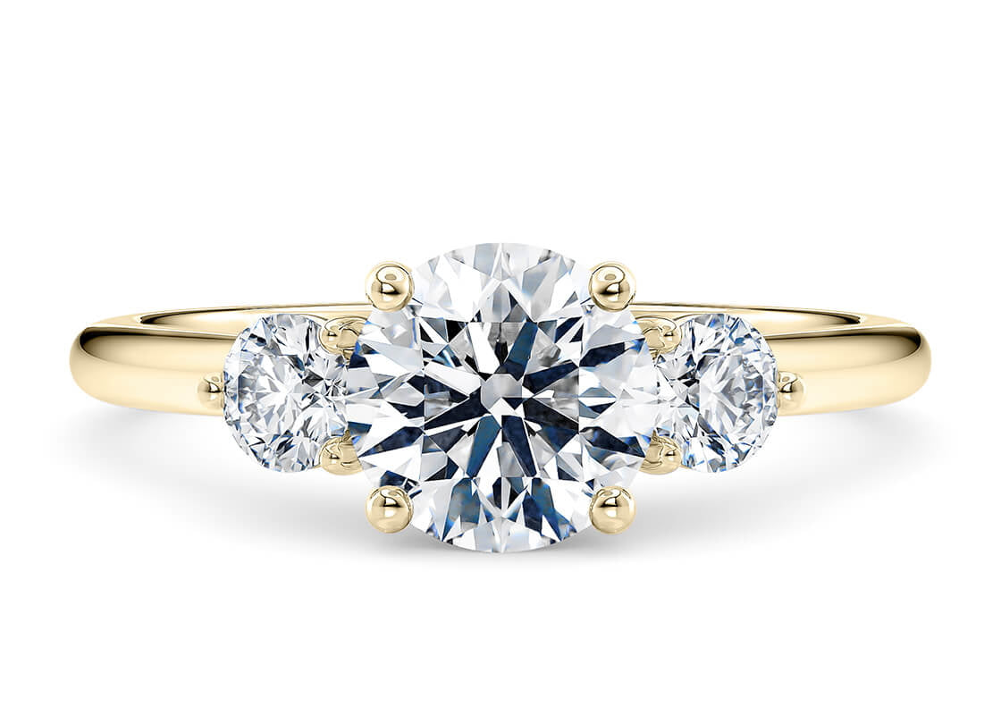 Valencia Trilogy Yellow Gold 18k Round Engagement Ring