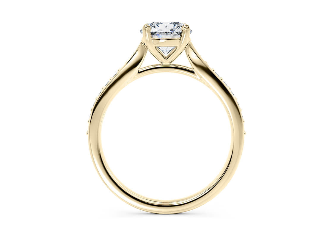 Victoria Diamond Band Yellow Gold 18k Round Engagement Ring