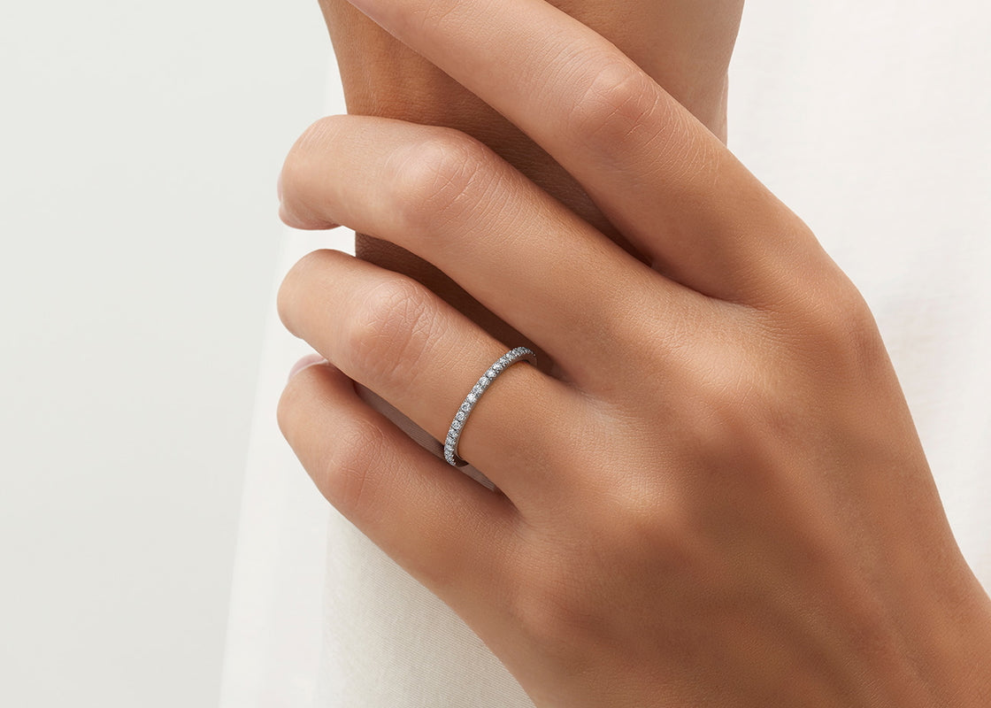 Vogue Lab Grown White Gold 18k Half Set Eternity Ring