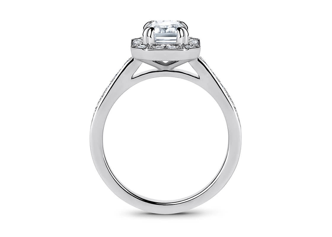 Zelda Halo Platinum Emerald Engagement Ring